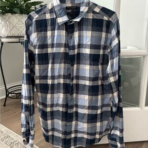 Blue Plaid Button-Down Shirt